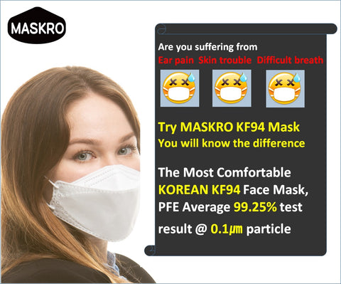 MASKRO KF94 DISPOSABLE FACE MASK WHITE LARGE  MASKRO KF94 DISPOSABLE FACE MASK WHITE LARGE