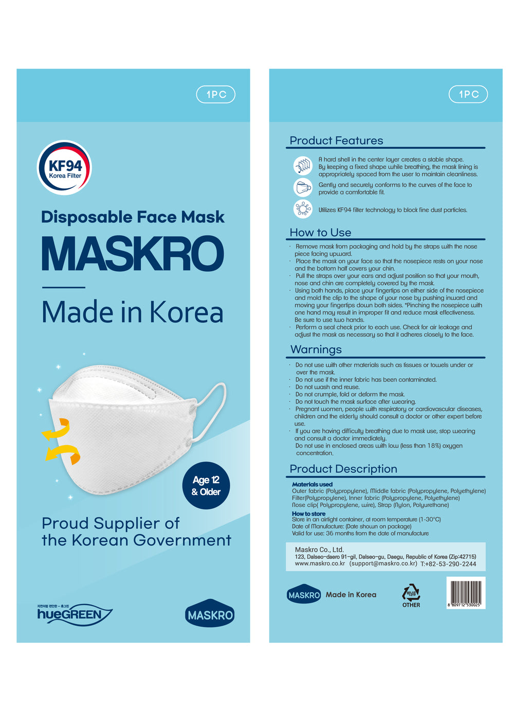 MASKRO KF94 FACE MASK WHITE LARGE PRODUCT FEATURE MASKRO KF94 FACE MASK WHITE LARGE PRODUCT FEATURE