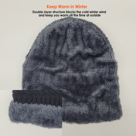Winter Warm Knitted Beanie and Warm Scarf Set for Man - Black Color Winter Warm Knitted Beanie and Warm Scarf Set for Man - Black Color