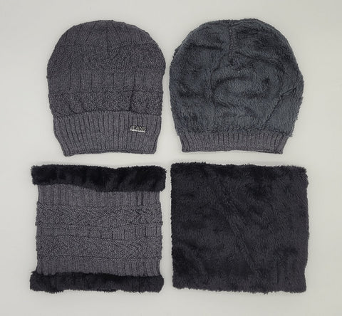 Winter Warm Knitted Beanie and Warm Scarf Set for Women - Grey Color Winter Warm Knitted Beanie and Warm Scarf Set for Women - Grey Color