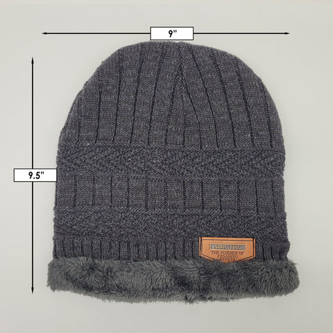 Winter Warm Knitted Beanie and Warm Scarf Set for Man - Grey Color Winter Warm Knitted Beanie and Warm Scarf Set for Man - Grey Color