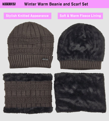 maskrousa beanie and scarf set for women brown color 2 maskrousa beanie and scarf set for women brown color 2
