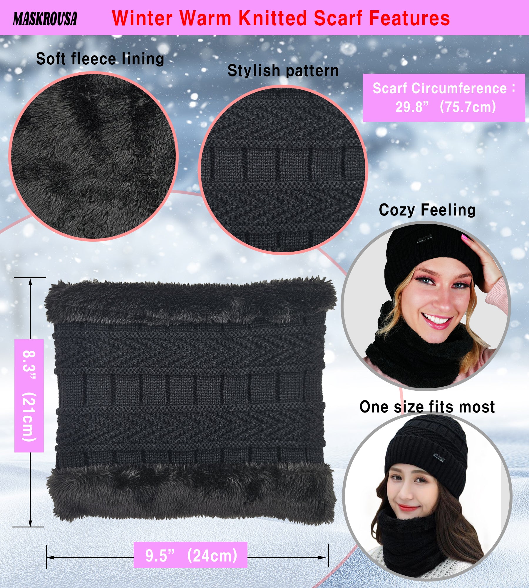 maskrousa beanie and scarf set for women black color 4 maskrousa beanie and scarf set for women black color 4