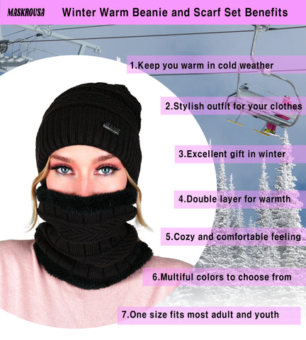 maskrousa beanie and scarf set for women brown color 6 maskrousa beanie and scarf set for women brown color 6