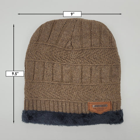 Winter Warm Knitted Beanie and Warm Scarf Set for Man - Khaki Color Winter Warm Knitted Beanie and Warm Scarf Set for Man - Khaki Color
