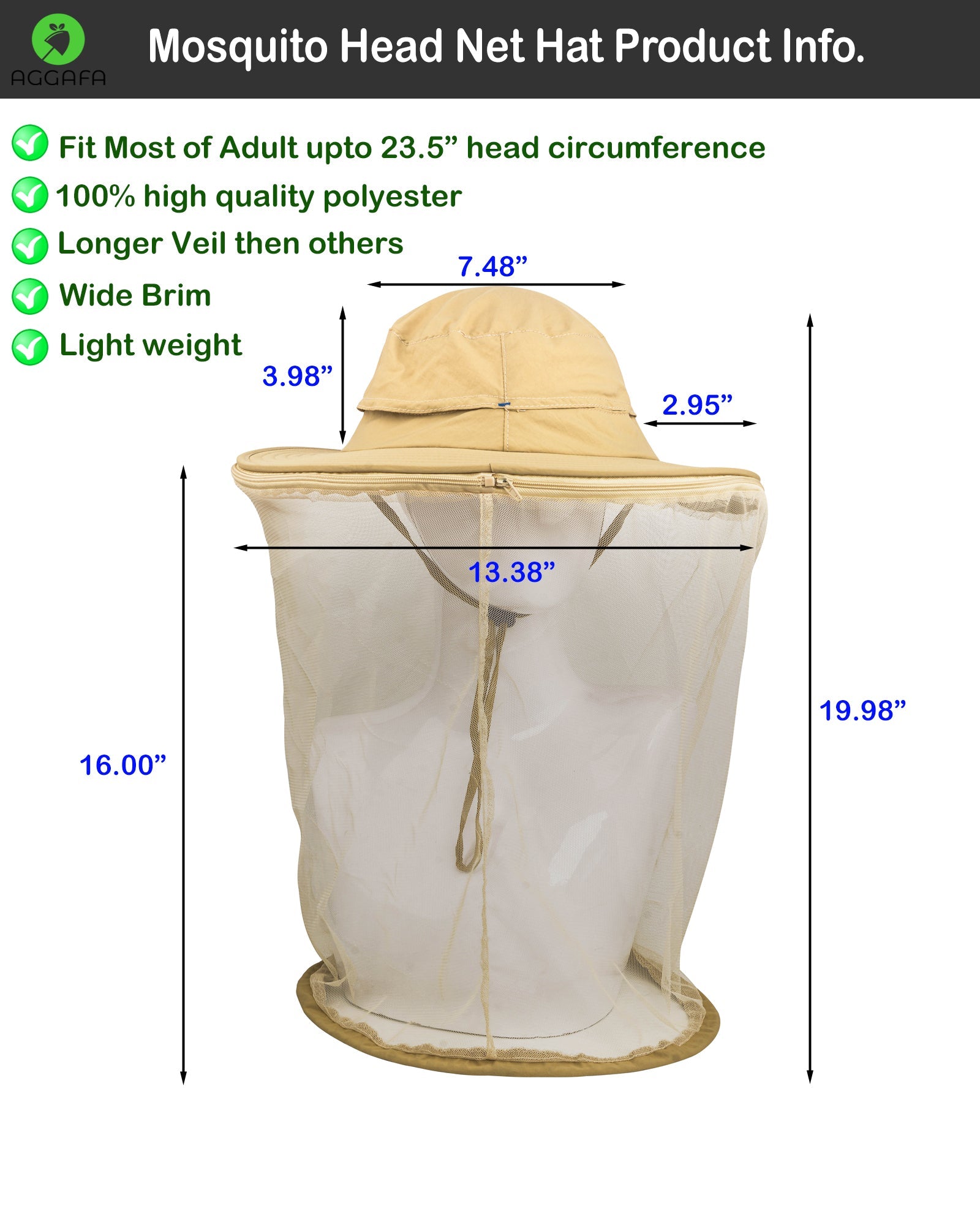 Mosquito hat dimension Beige color Mosquito hat dimension Beige color