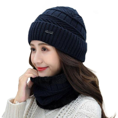 maskrousa beanie and scarf set for women navy color maskrousa beanie and scarf set for women navy color