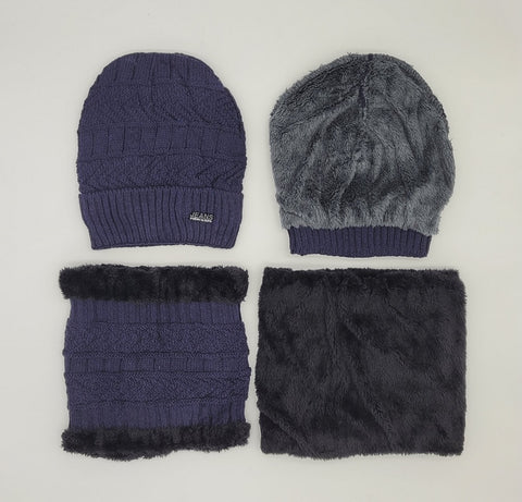 Winter Warm Knitted Beanie and Warm Scarf Set for Women - Navy Color Winter Warm Knitted Beanie and Warm Scarf Set for Women - Navy Color
