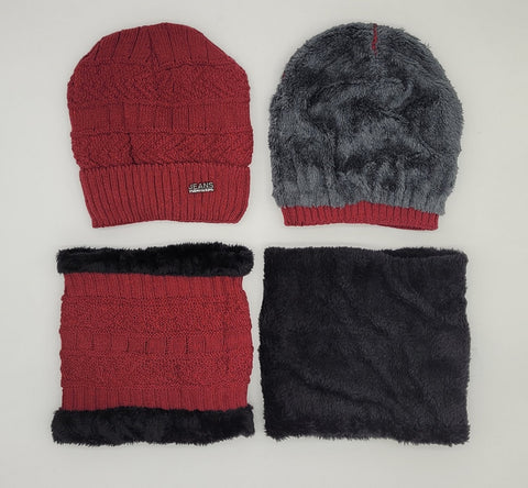 Winter Warm Knitted Beanie and Warm Scarf Set for Women - Red Color Winter Warm Knitted Beanie and Warm Scarf Set for Women - Red Color