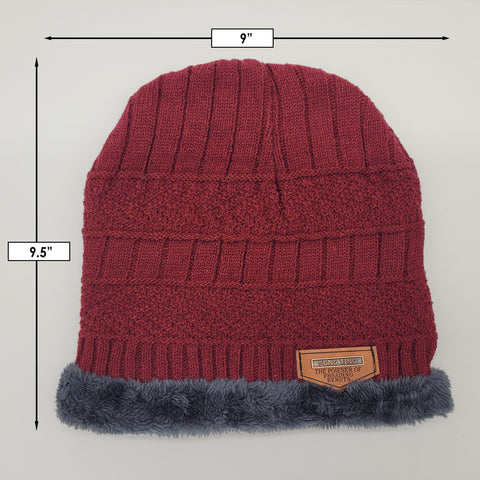 Winter Warm Knitted Beanie and Warm Scarf Set for Man - Red Color Winter Warm Knitted Beanie and Warm Scarf Set for Man - Red Color