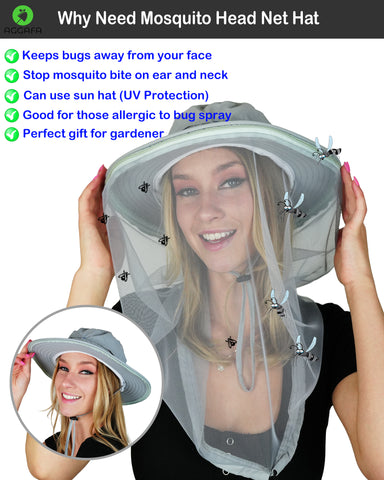 aggafa mosquito head net hat light grey and mosquito sleeves medium, why don't you try mosquito head net hat