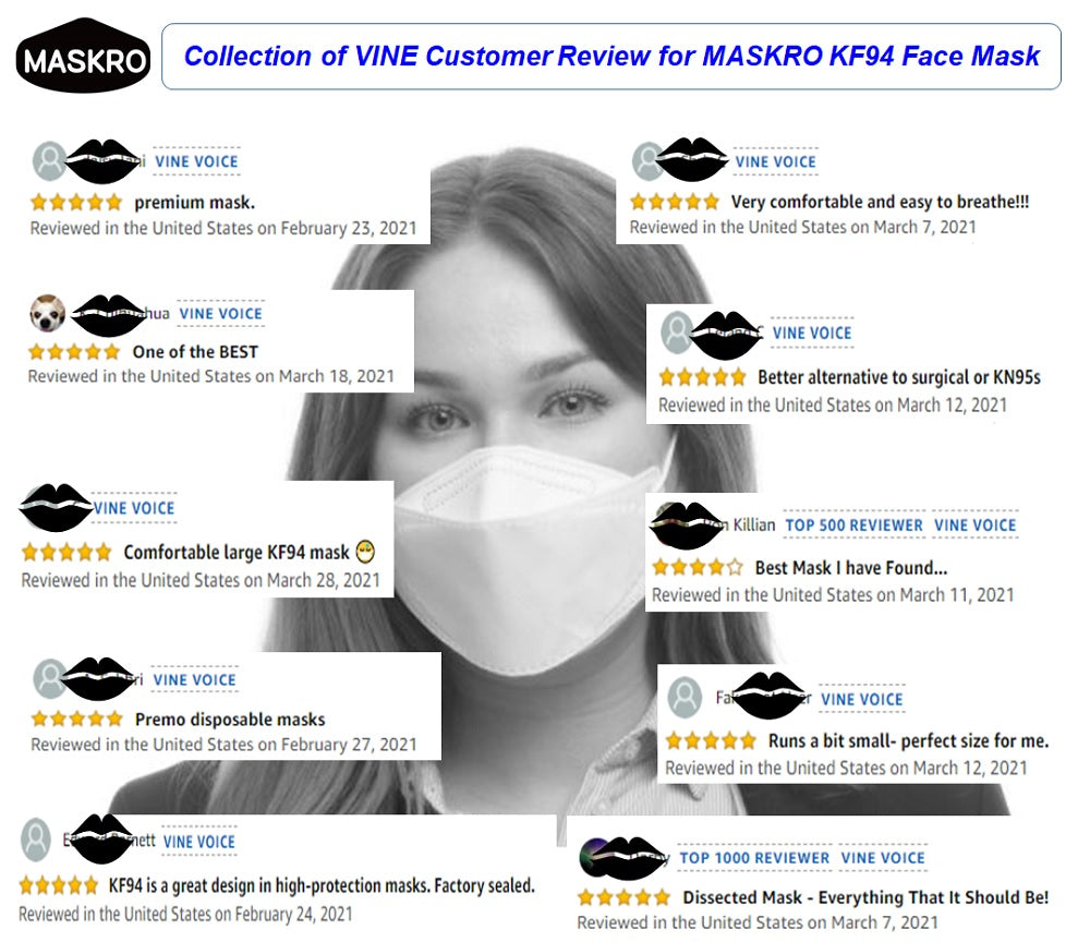 MASKRO KF94 FACE MASK WHITE LARGE VINE REVIEW