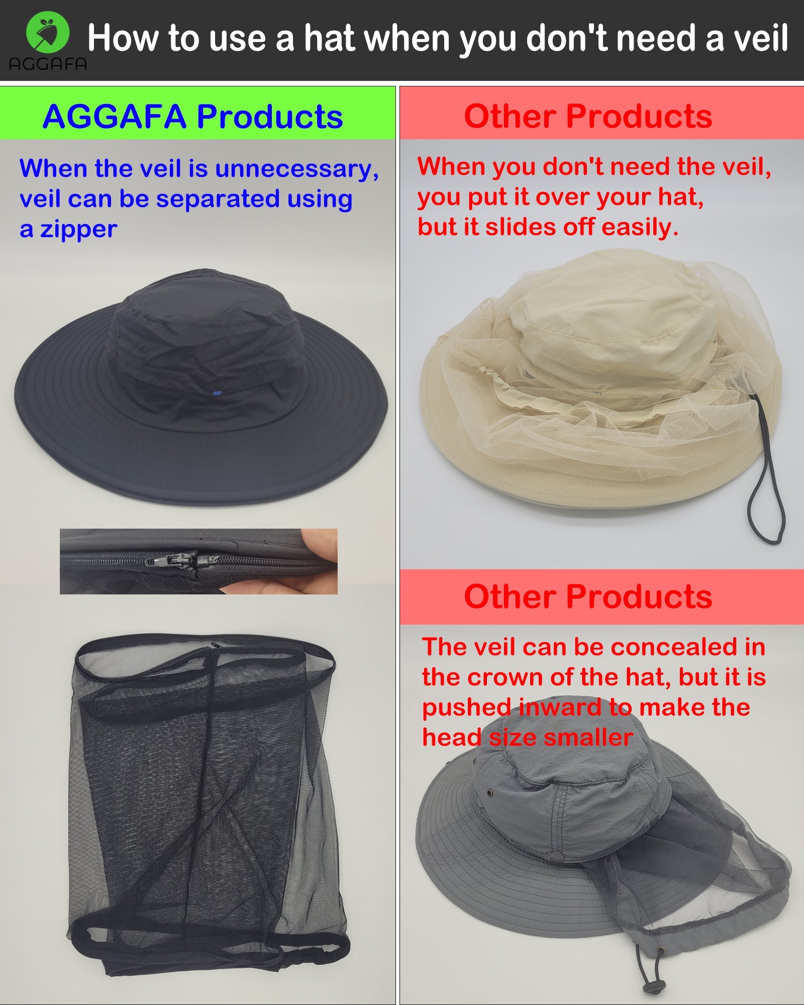 aggafa mosquito head net hat black and mosquito sleeves xlarge, mosquito head net hat usage