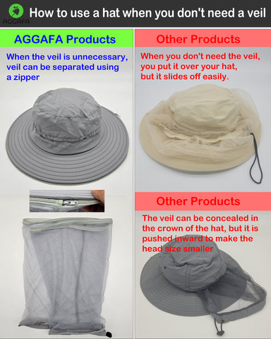 aggafa mosquito head net hat light grey and mosquito sleeves medium, mosquito head net hat usage