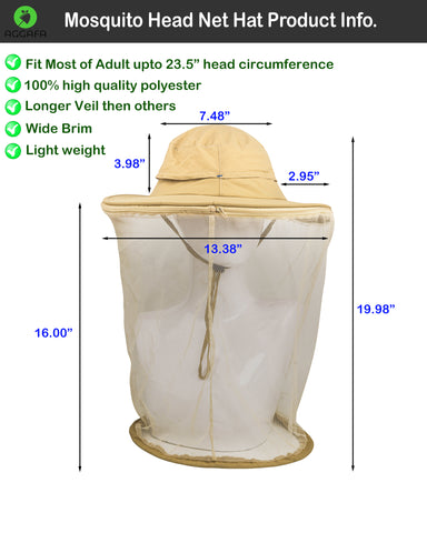 aggafa mosquito head net hat beige and mosquito sleeves xlarge, mosquito head net hat product information