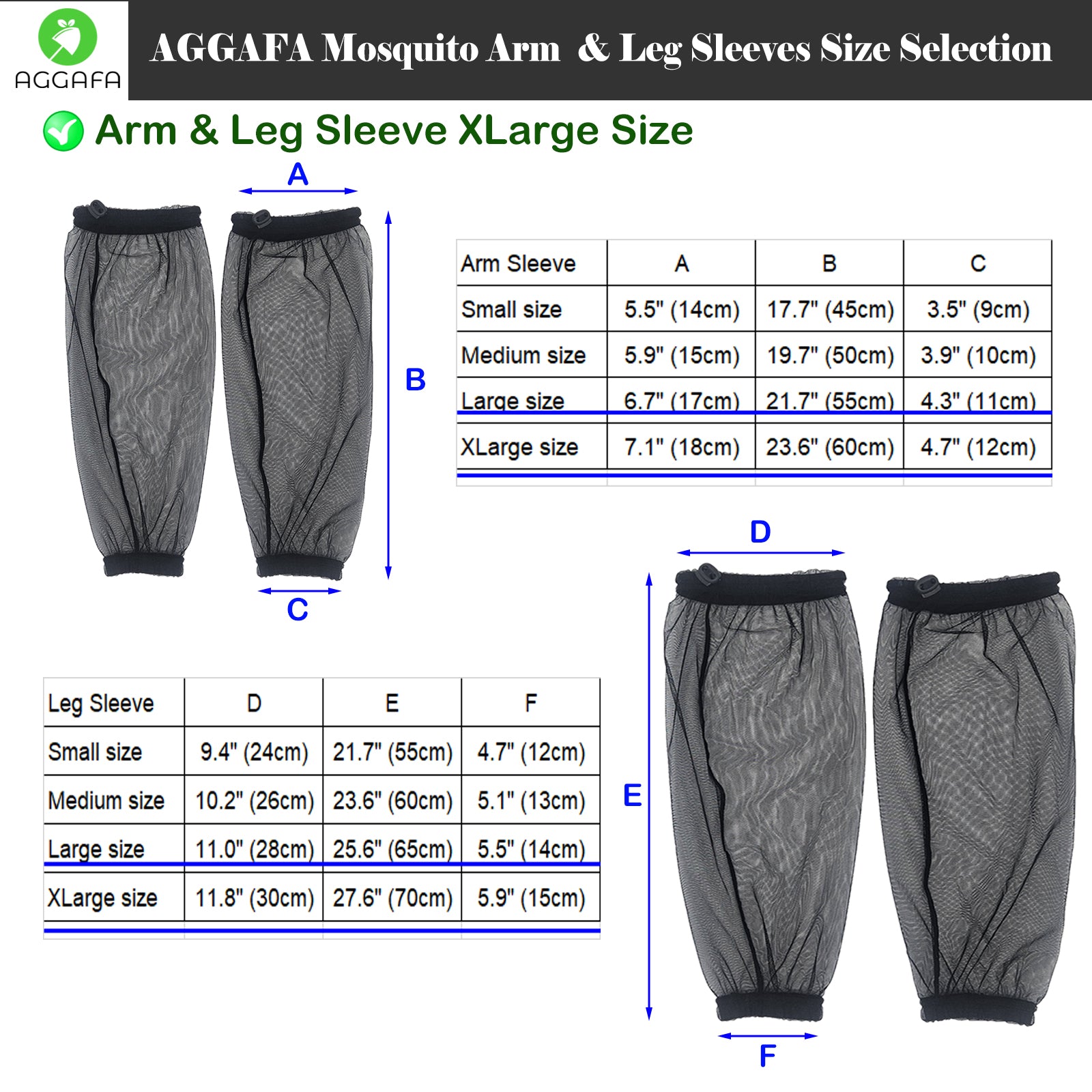 aggafa mosquito head net hat grey and mosquito sleeves xlarge, mosquito sleeve product information