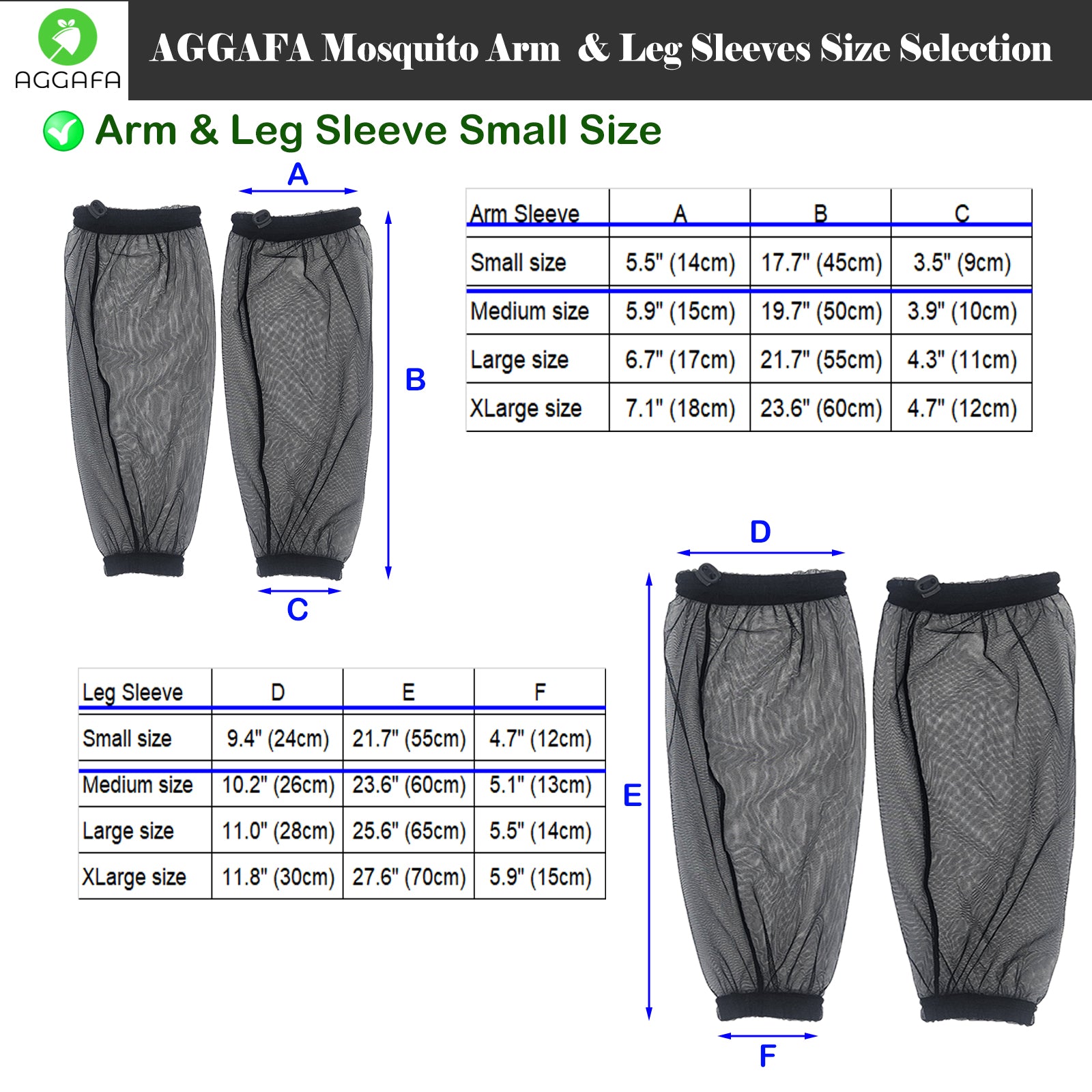 aggafa mosquito head net hat black and mosquito sleeves small, mosquito sleeve product information