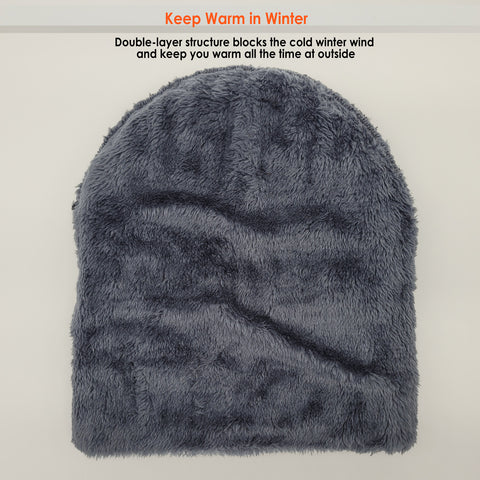 Winter Warm Knitted Beanie and Warm Scarf Set for Man - Grey Color