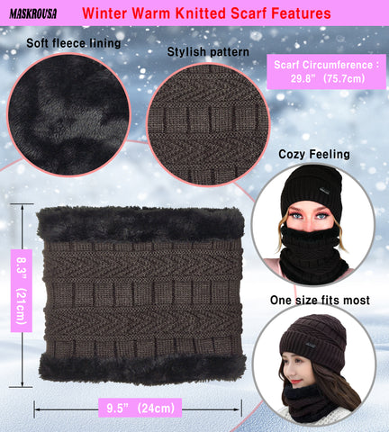 maskrousa beanie and scarf set for women brown color 4