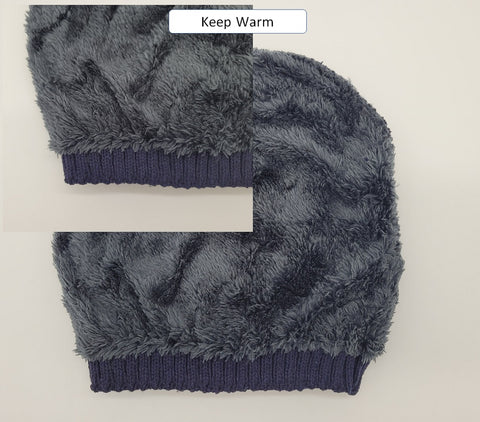 Winter Warm Knitted Beanie and Warm Scarf Set for Women - Navy Color