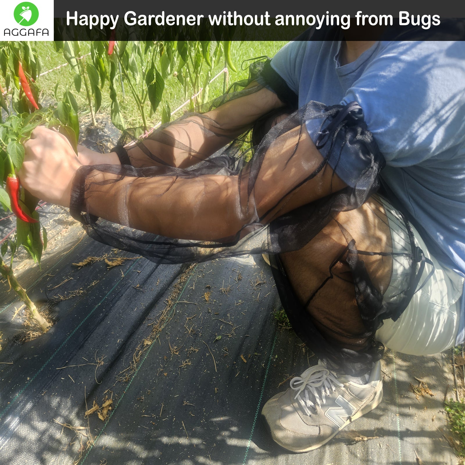 aggafa, mosquito net arm and leg sleeves XLarge size, happy gardener without annoying from bugs and mosquitos