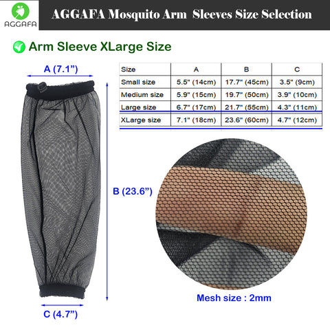 aggafa, mosquito net arm sleeves XLarge size, size selection