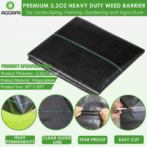 aggafa weed barrier fabric 6ftx50ft product specification