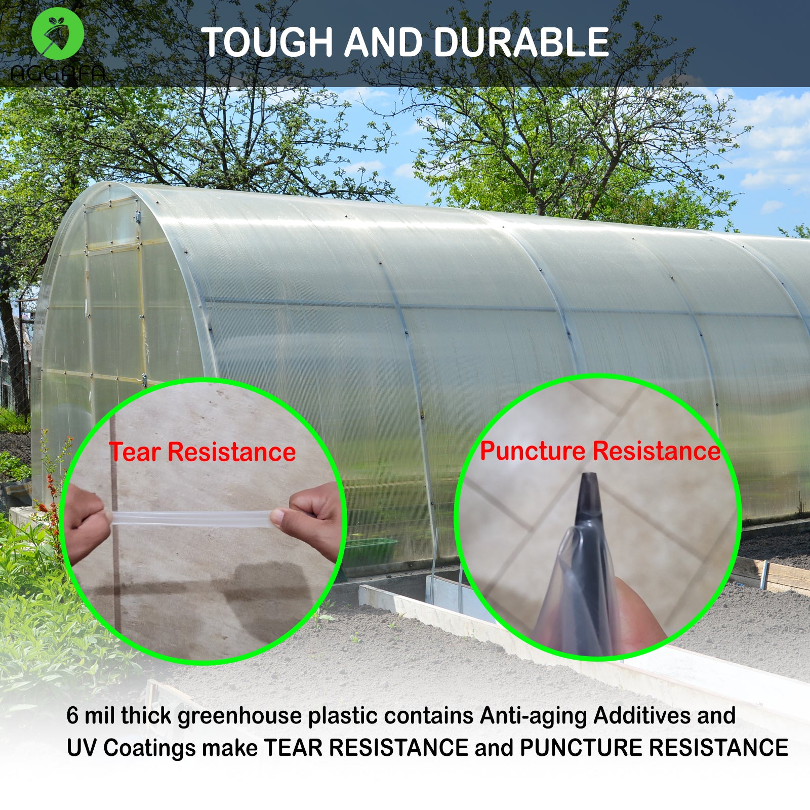 aggafa greenhouse plastic 8ftx25ft tough and durable