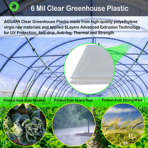 aggafa greenhouse plastic 12ftx50ft UV Protection